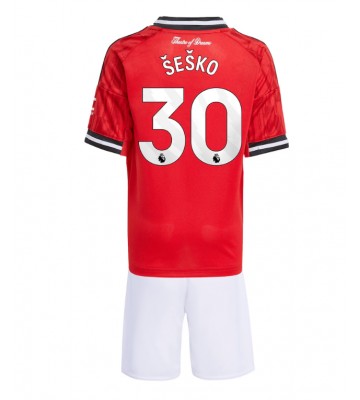 Manchester United Benjamin Sesko #30 Hjemmebanetrøje Børn 2025-26 Kortærmet (+ Korte bukser)